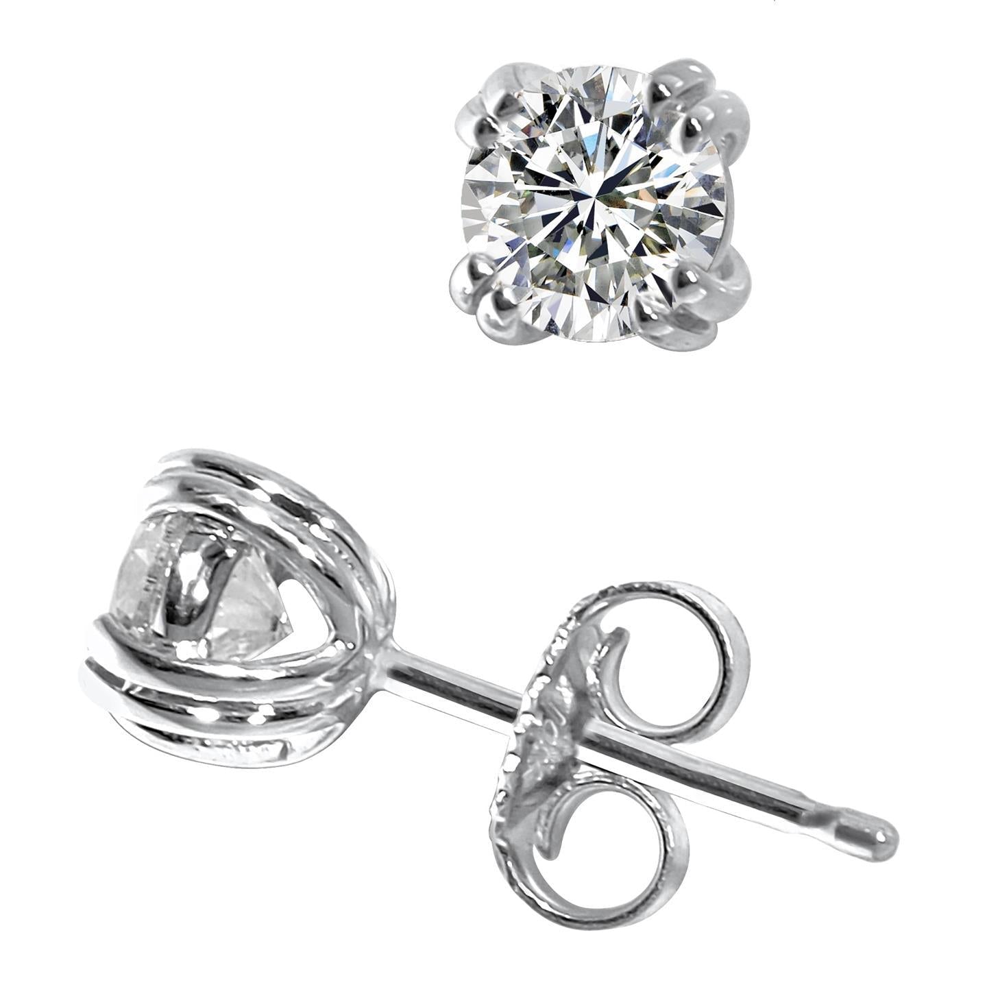 Boucles D'Oreilles Clous D'Oreilles Véritable Diamants Coupe Ronde 2.30 Carats Or Blanc 14 Carats Neuf