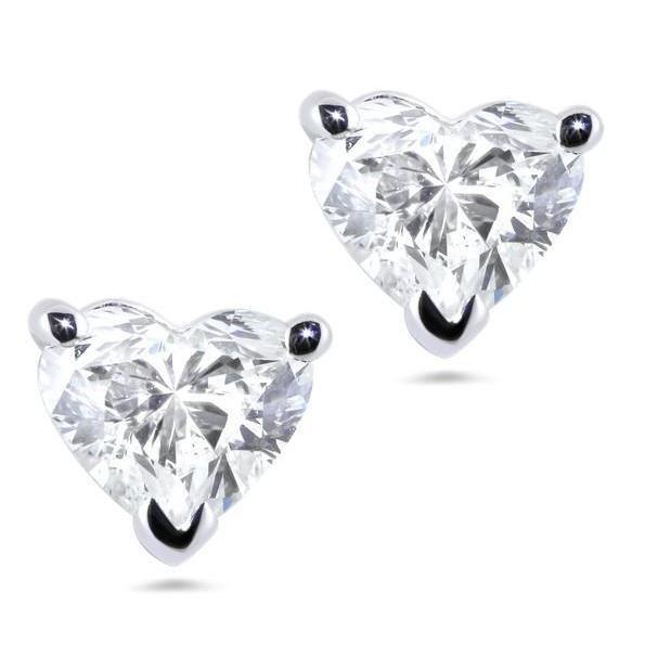 Boucles D'Oreilles Clous D'oreilles Pour Femmes En Naturel Diamants Etincelants De 2.50 Ct En Forme De Cœur En Or Blanc
