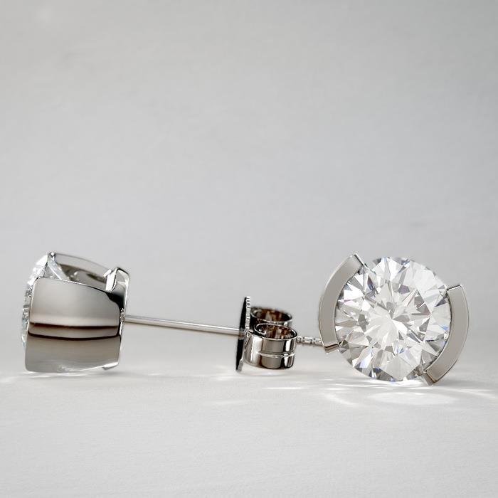 Boucles D'Oreilles Clous Étincelants 3 Carats Naturel Diamants Coupe Ronde Femme Or Blanc