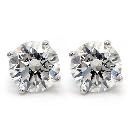Boucles D'Oreilles Clous Femme Réel Diamants 3.00 Carats Or Blanc 14K