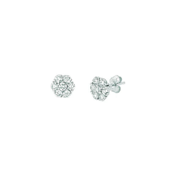 Boucles D'Oreilles Clous Réel Diamant 1.04 Carat Or Blanc 14K
