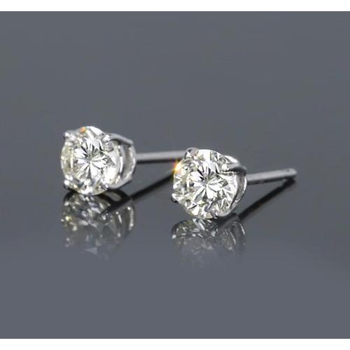 Boucles D'Oreilles Clous Réel Diamants Ronds Griffes 1.50 Carats Bijoux En Or Blanc 14K