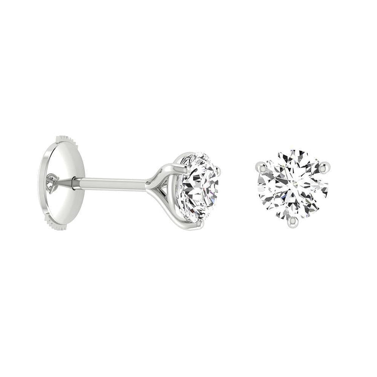 Boucles D'Oreilles Clous Sertis Griffes 2 Carats Naturel Diamant Coupe Ronde Ou Blanc 14K