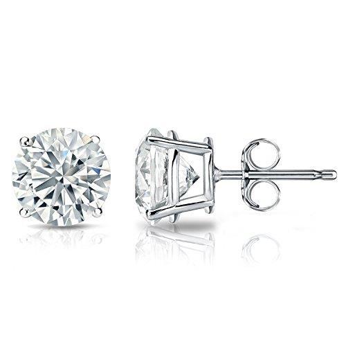 Boucles D'Oreilles Clous Véritable Diamant 5 Carats 4 Griffes Bijoux Or Solitaire Rond