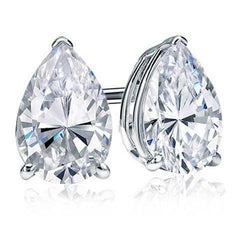 Boucles D'Oreilles Clous Véritable Diamants Solitaires Taille Poire 4 Carats Bijoux En Or Blanc Pour Femme