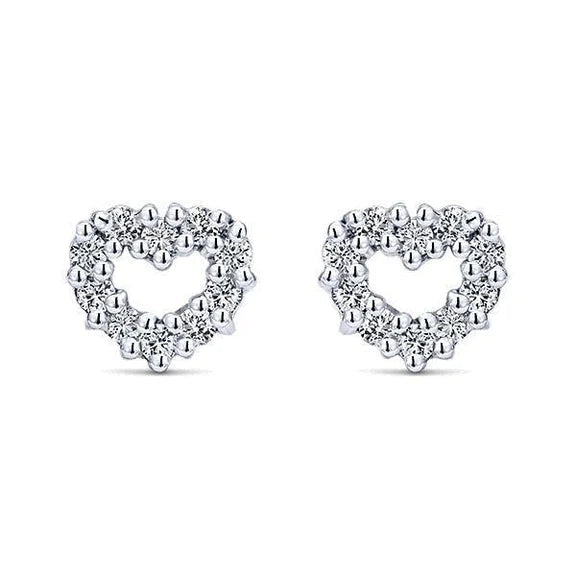 Boucles D'Oreilles Coeurs 3 Ct Superbes Réel Diamants Taille Brilliant Or Blanc