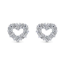 Boucles D'Oreilles Coeurs 3 Ct Superbes Réel Diamants Taille Brilliant Or Blanc