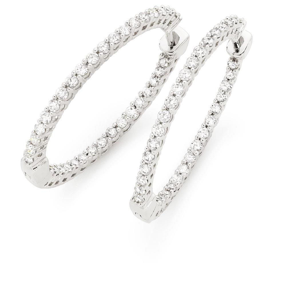 Boucles D'Oreilles Créoles Dame En Or 14K De Taille Brillant 4,50 Carats De Réel Diamants Nouveau