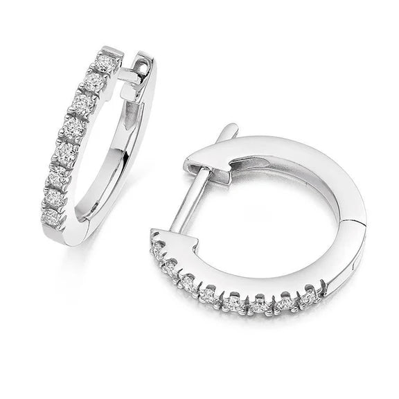 Boucles D'Oreilles Créoles De Réel Diamants Taille Ronde 1,90 Carats En Or Blanc 14K Pour Femmes