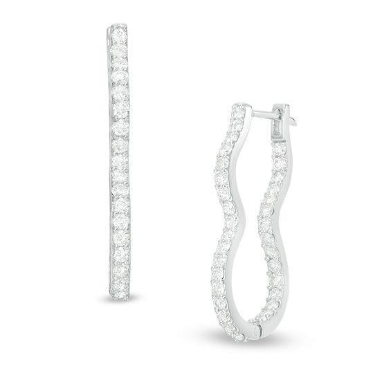 Boucles D'Oreilles Créoles En Naturel Diamants Or Blanc 14K F Vvs1 De Taille Ronde 4,00 Carats