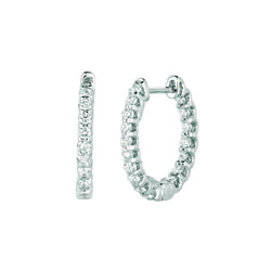 Boucles D'Oreilles Créoles En Réel Diamant De 0,82 Carats 14K Blanc