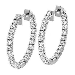 Boucles D'Oreilles Créoles Naturel Diamant Or Blanc 5 Carats