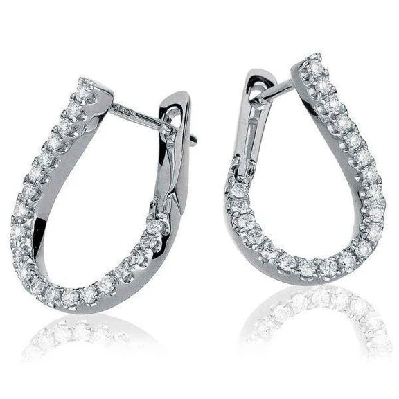 Boucles D'Oreilles Créoles Neuves En Or Blanc 14K De 4 Ct Avec Réel Diamants Taillés En Brillant Femmes