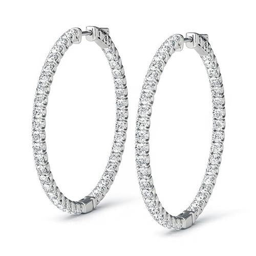 Boucles D'Oreilles Créoles Pour Dames De Taille Brillante Etincelant De Réel Diamants De 4,80 Carats