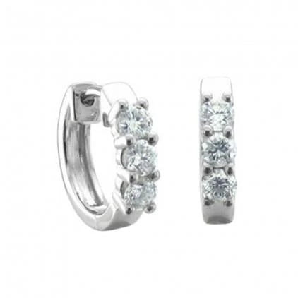 Boucles D'Oreilles Créoles Réel Diamant Rond 1.80 Carats Pour Femmes En Or Blanc 14K