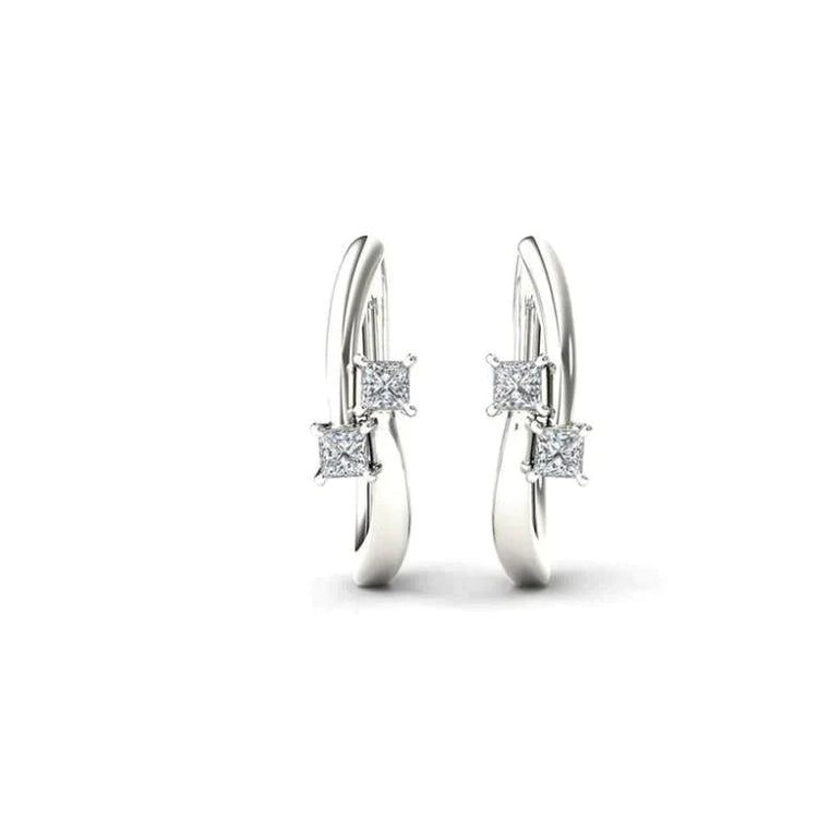 Boucles D'Oreilles Créoles Taille Princesse 2 Réel Diamants