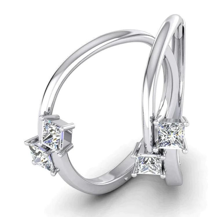 Boucles D'Oreilles Créoles Taille Princesse 2 Réel Diamants