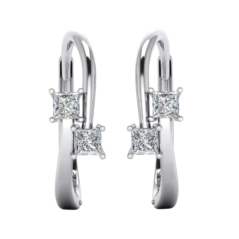 Boucles D'Oreilles Créoles Taille Princesse 2 Réel Diamants