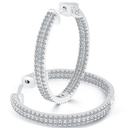 Boucles D'Oreilles Dame Créoles WG 14K De Taille Brillante Etincelante De 4,10 Carats De Réel Diamants