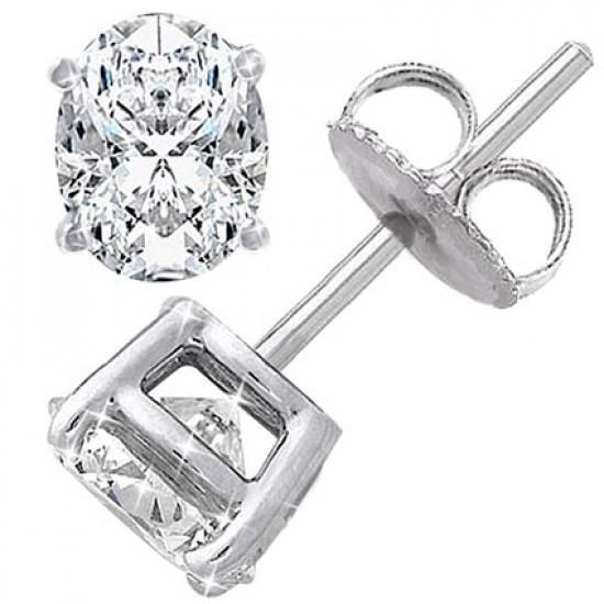 Boucles D'Oreilles Dames Naturel Diamant Taille Ovale 3.20 Carats Or Blanc