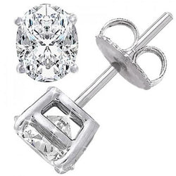Boucles D'Oreilles Dames Naturel Diamant Taille Ovale 3.20 Carats Or Blanc