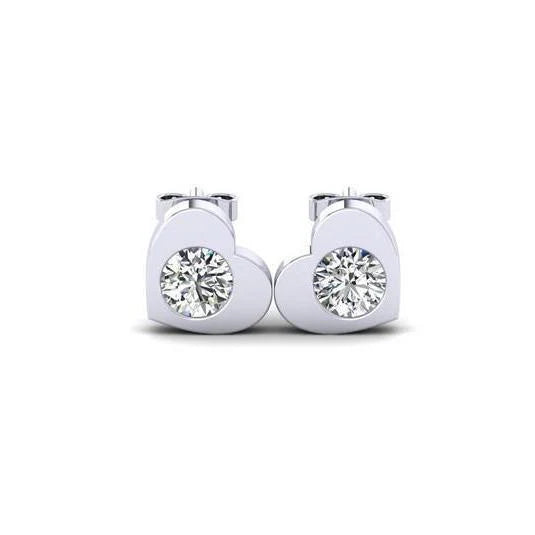 Boucles D'Oreilles En Forme De Coeur 2.00 Carats Réel Diamant Or Blanc 14K