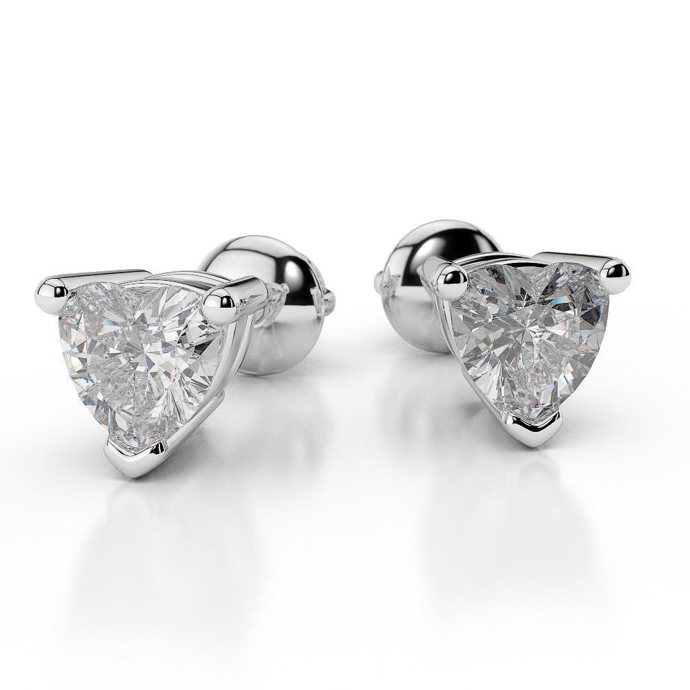 Boucles D'Oreilles En Forme De Coeur 3.00 Carats Naturel Diamants Femmes Or Blanc 14K