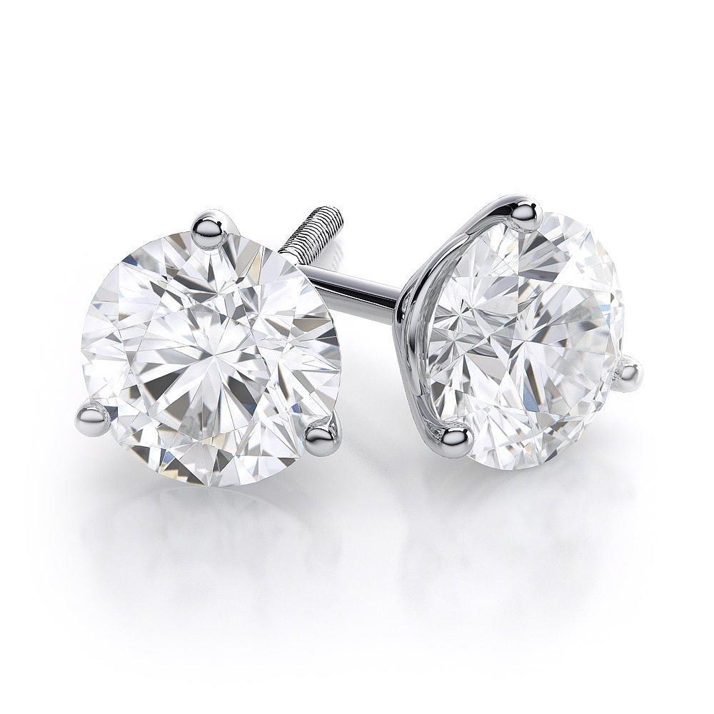 Boucles D'Oreilles En Naturel Diamant 3 Carats Rondes Serties De Bijoux En Or Blanc Pour Dame