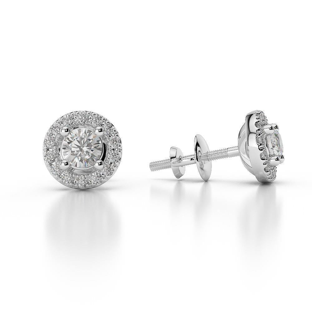 Boucles D'Oreilles En Or Blanc 14K 3 Carats Avec Véritable Diamants Ronds Pour Dames