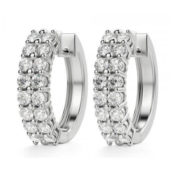 Boucles D'Oreilles En Or Blanc 14K Avec 4,50 Carats De Réel Diamants Ronds