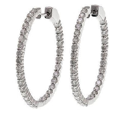 Boucles D'Oreilles En Or Blanc 14K Avec Naturel Diamants De 5 Carats