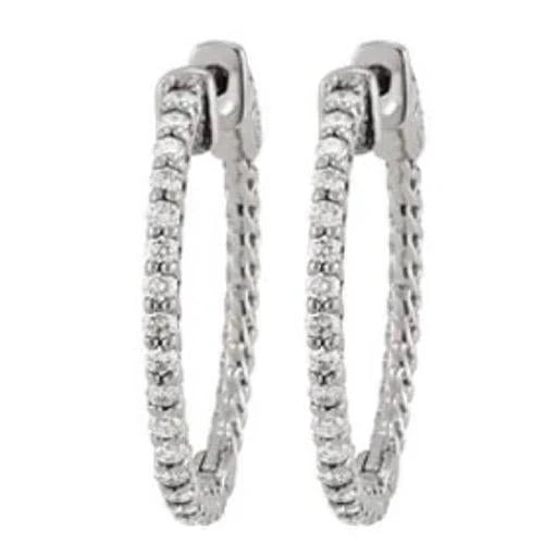 Boucles D'Oreilles En Or Blanc 14K Avec Réel Diamants 1,25 Carat