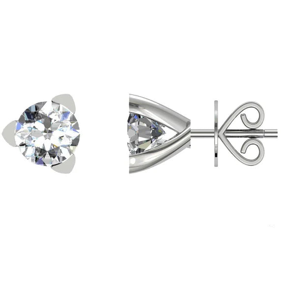Boucles D'Oreilles En Or Blanc 14K Avec Réel Diamants Coupe Ronde De 2.50 Cts