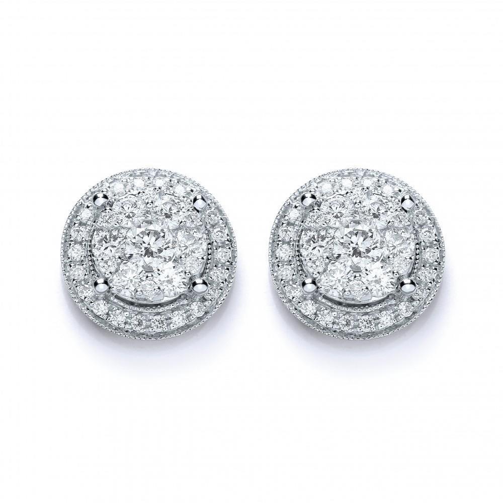 Boucles D'Oreilles En Or Blanc 14K Avec Véritable Diamants Coupe Ronde 5.60 Carats Pour Femmes