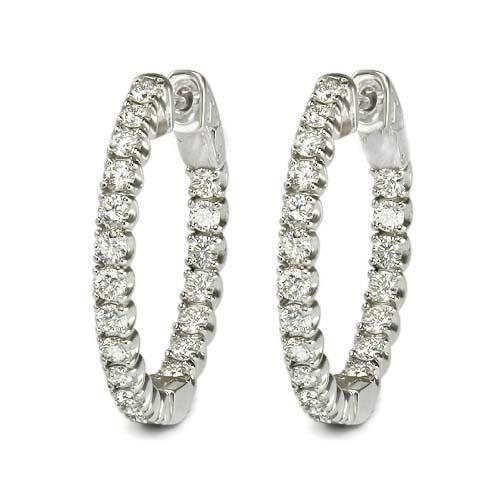 Boucles D'Oreilles En Or Blanc 14K Serti De 7 Carats De Naturel Diamants Nouveau