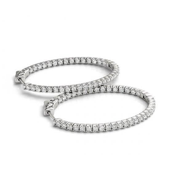 Boucles D'Oreilles En Or Blanc Avec Réel Diamants Ronds De 1,60 Carat Pour Femmes Nouveau
