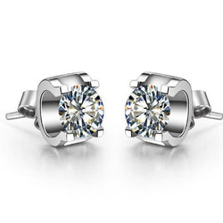 Boucles D'Oreilles En Réel Diamants Brillants Ronds En Or Blanc Lady Jewelry 1.90 Ct.