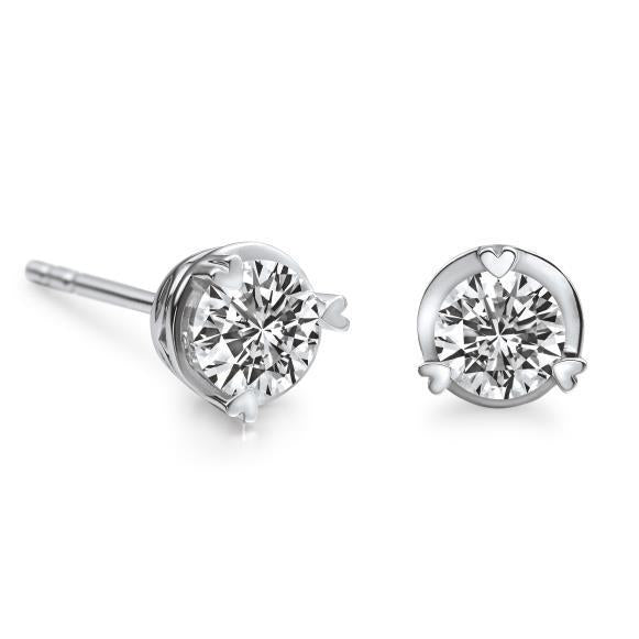 Boucles D'Oreilles En Véritable Diamant Rond De 3.20 Ct En Or Blanc