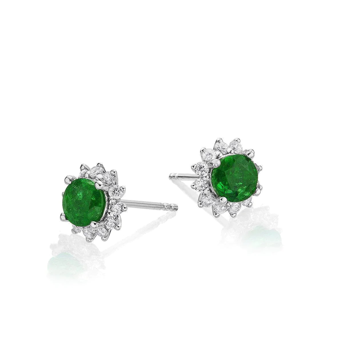 Boucles D'Oreilles Femme 10.20 Carats Emeraude Vert Et Diamant Or Blanc 14K