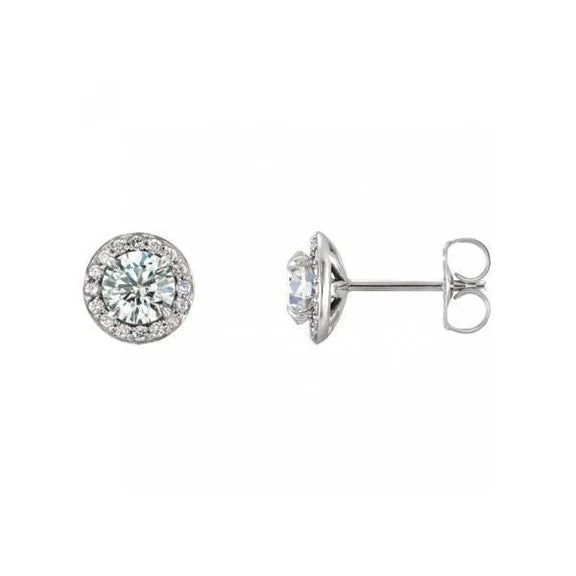 Boucles D'Oreilles Femme Halo Réel Diamant Brillant Or Blanc 3.30 Carats 14K