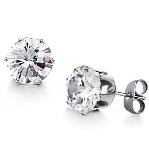 Boucles D'Oreilles Femme Réel Diamant Rond 6 Carats Serti Couronne