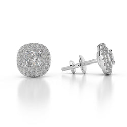 Boucles D'Oreilles Halo De Naturel Diamants Étincelants À Griffes 4 Carats En Or Blanc 14K