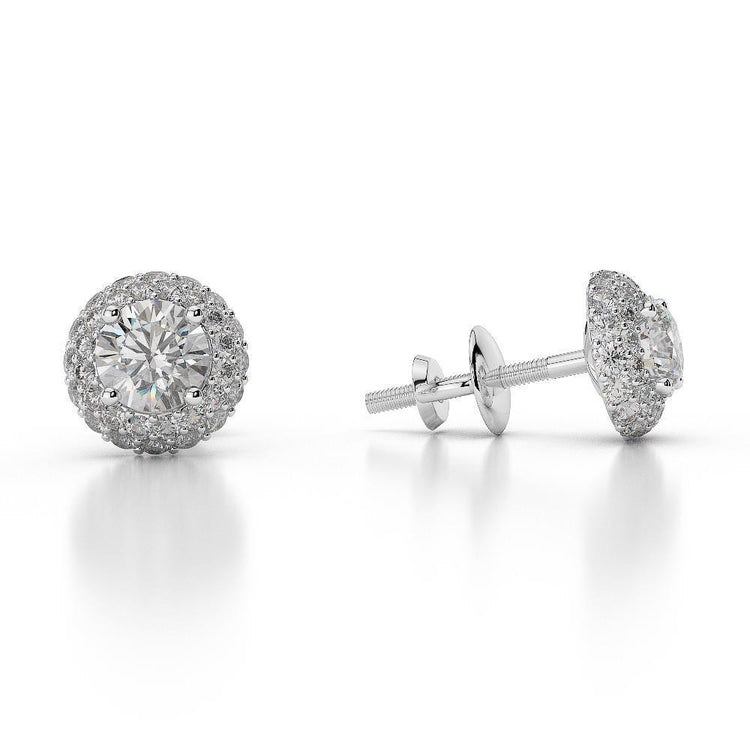 Boucles D'Oreilles Halo En Or Blanc 14K 4.50 Carats Avec Naturel Diamants Coupe Ronde