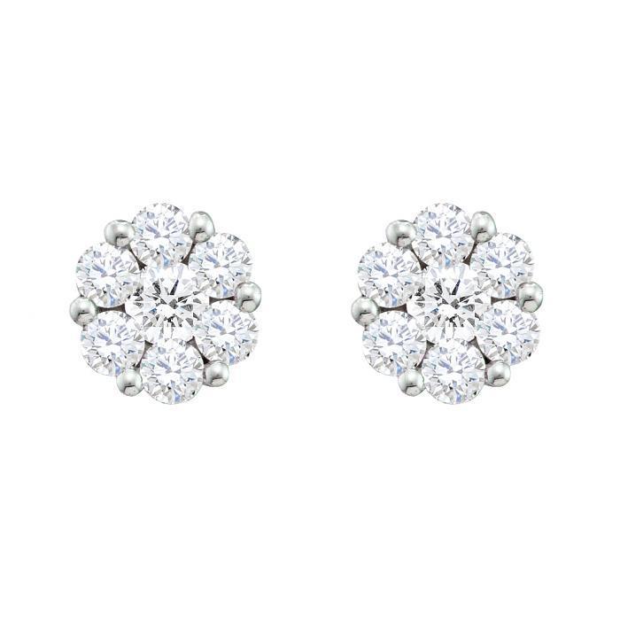 Boucles D'Oreilles Halo En Réel Diamants Ronds Pour Dames Bijoux En Or Fin 4.20 Carats