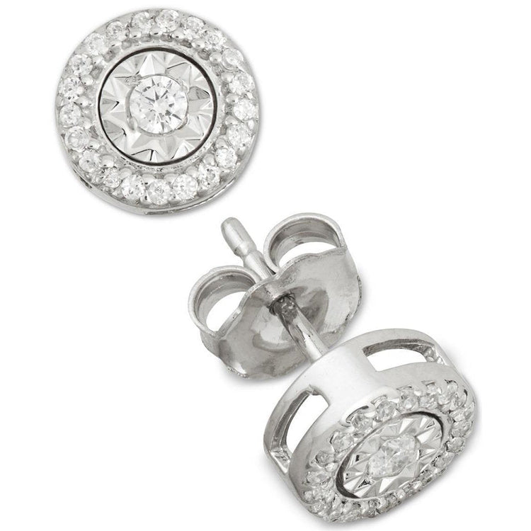 Boucles D'Oreilles Halo Pour Femmes Avec Véritable Diamants. Coupe Ronde. 3.10 carats