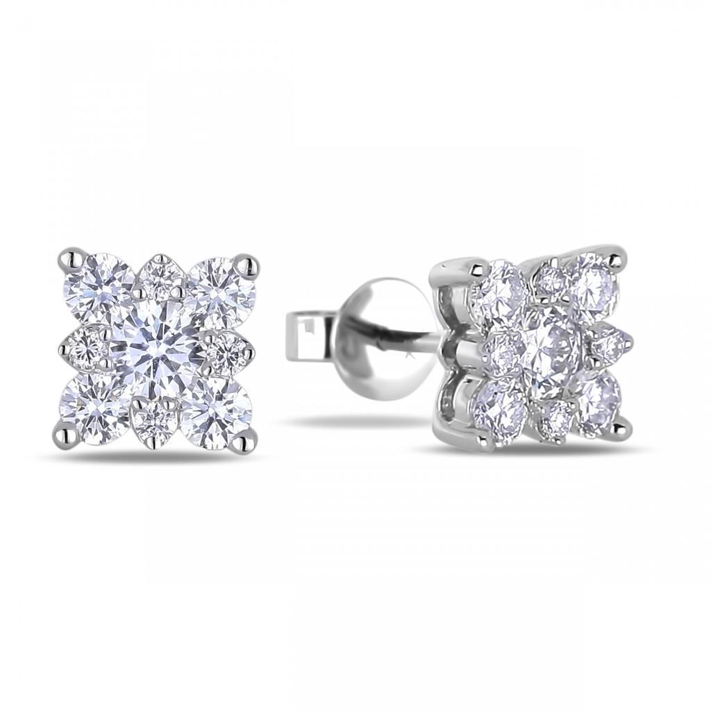Boucles D'Oreilles Lady Studs Lady Réel Diamonds Round Cut 4.20 Carats Or Blanc