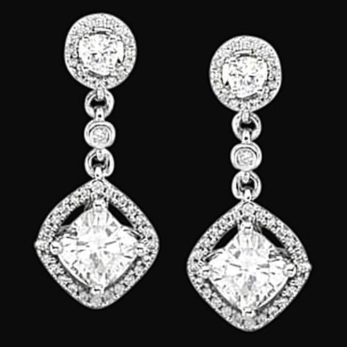 Boucles D'Oreilles Lustre En Réel Diamants Etincelants De 3,50 Carats