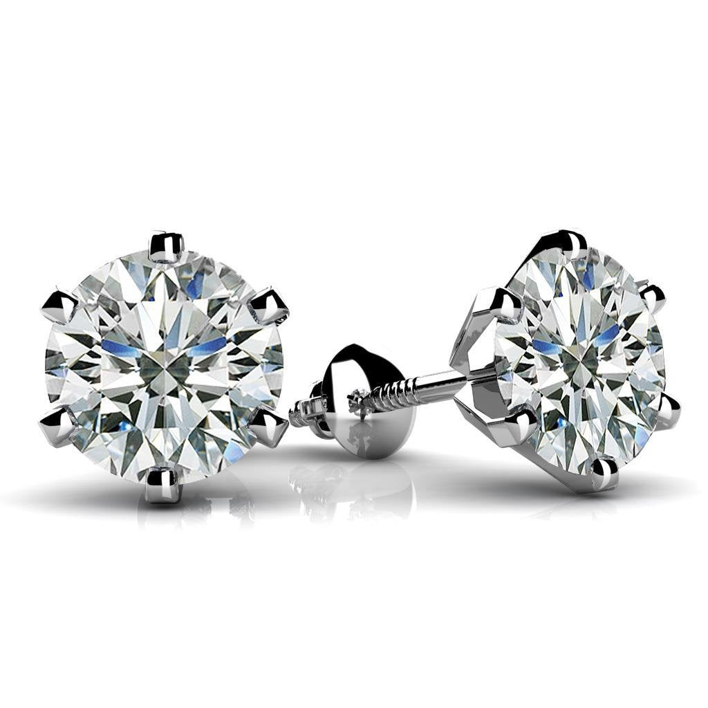 Boucles D'Oreilles Naturel Diamant Femme Clous 3 Ct. Bijoux En Or Blanc