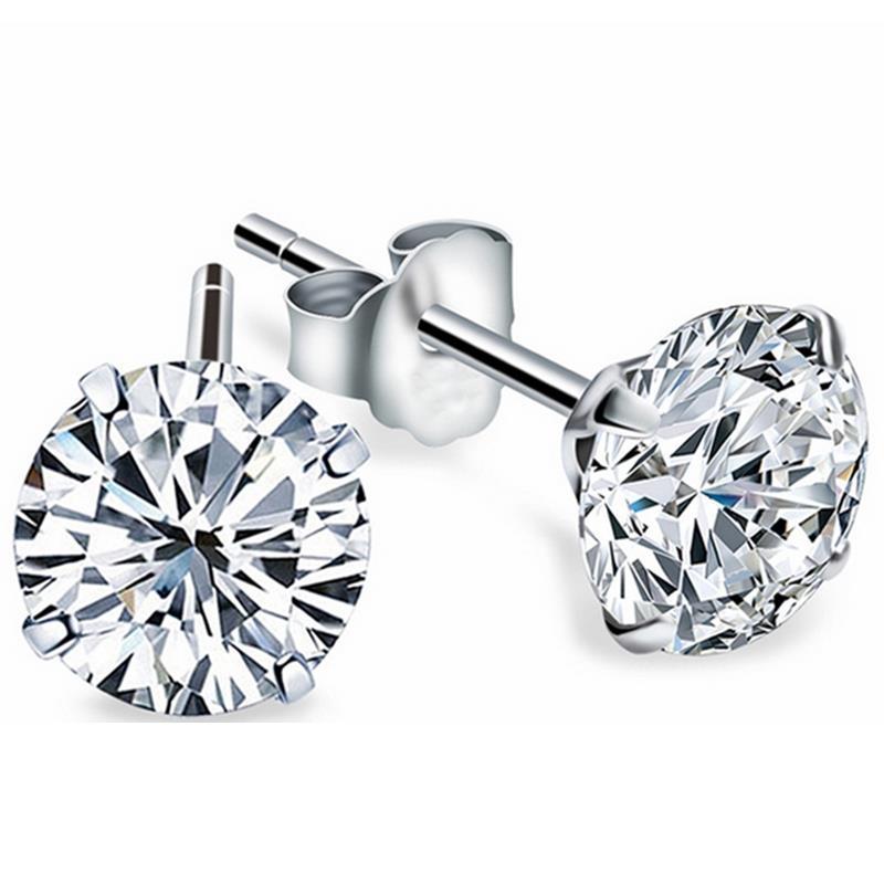 Boucles D'Oreilles Naturel Diamant Rondes Pour Dames Bijoux En Or Blanc Massif 4.5 Carats