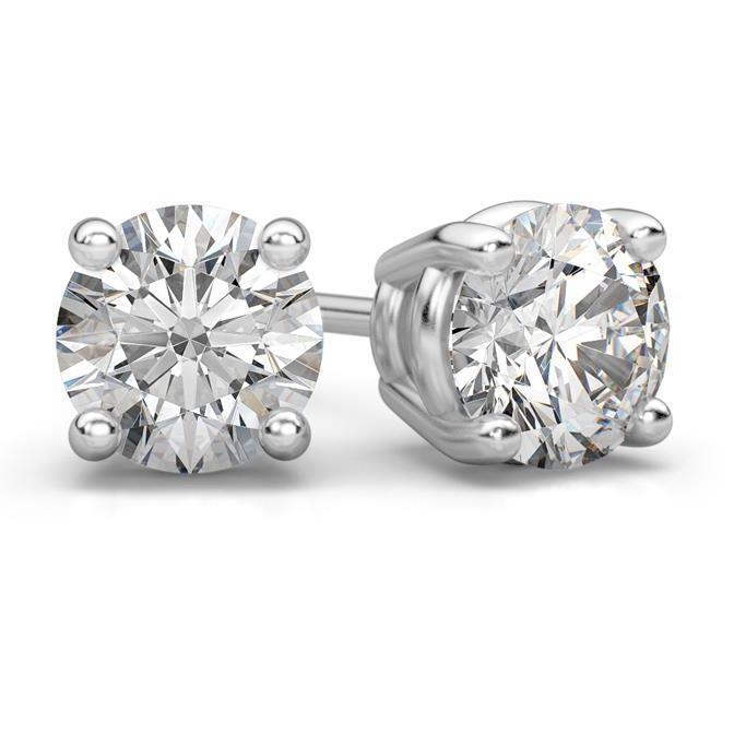 Boucles D'Oreilles Naturel Diamants Ronds Étincelants De 3.80 Ct En Or Blanc 14K